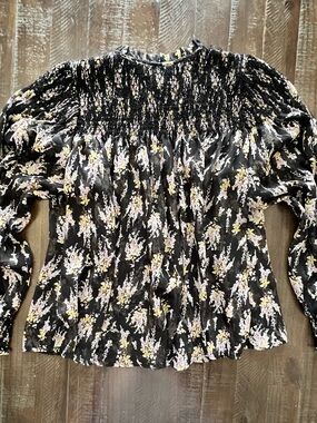 Women’s Floral Sheer Blouse Medium By AQUA